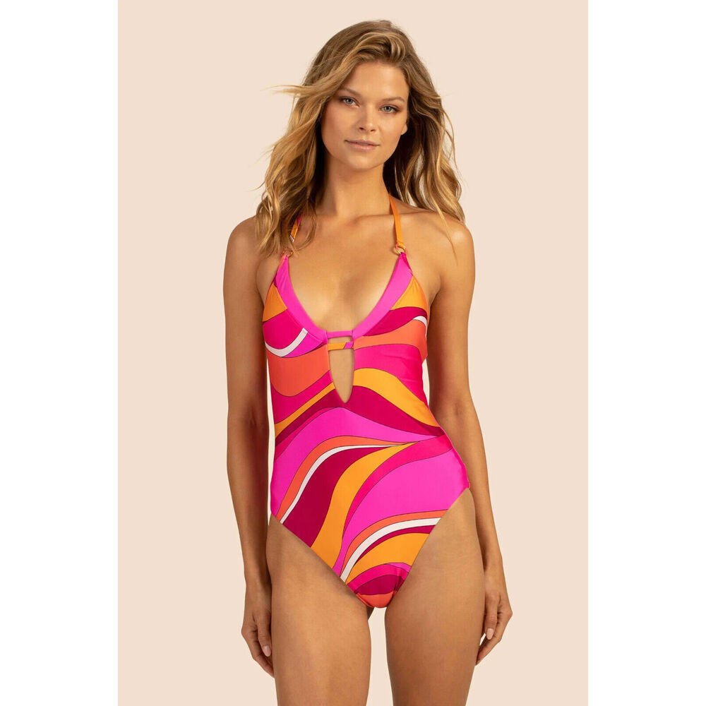 NEW Trina Turk Womens 14 Vivid Vista Layered One Piece Swimsuit • Reg Price $162 - Picture 1 of 3